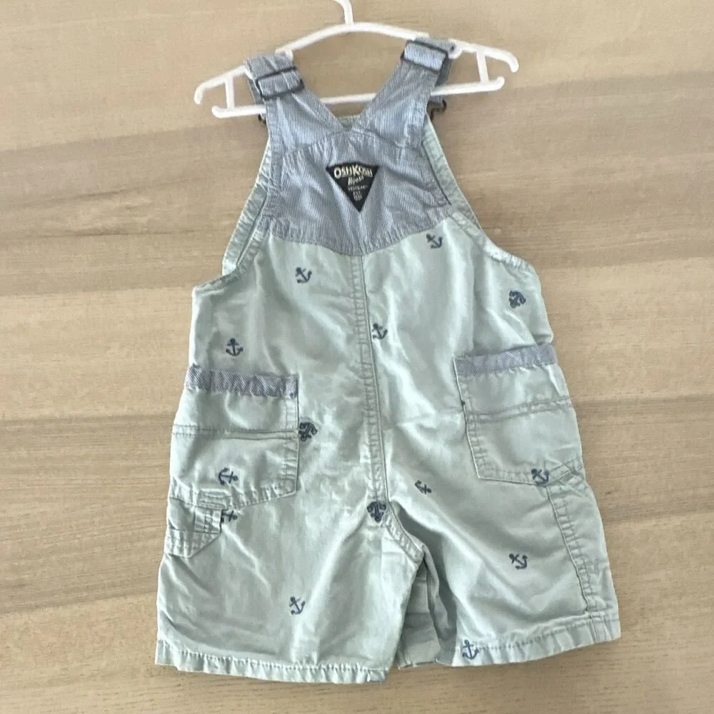 OshKosh B'gosh 24M Light Blue Nautical Anchor Overall One-Piece Adjustable